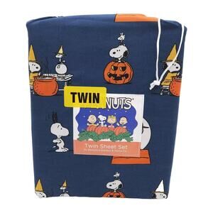 Peanuts Twin Sheet‎ 3 Piece Set Berkshire Blanket & Home Co Snoopy Halloween New